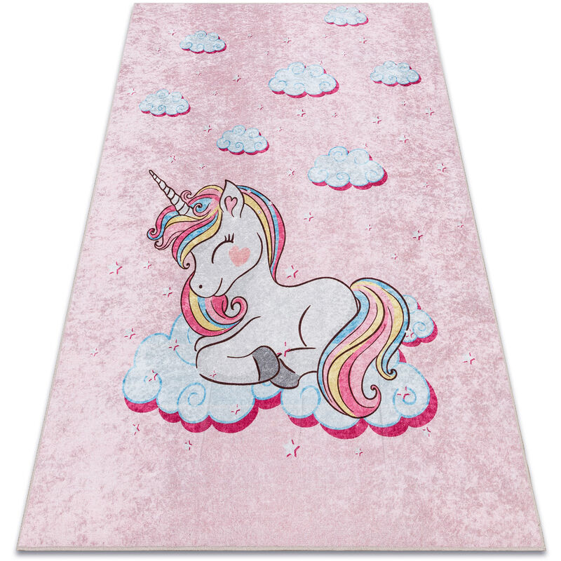 foto del prodotto rugsx tappeto lavabile junior 51855.804 unicorno, nuvole per bambini antiscivolo rosa pink 120x170 cm