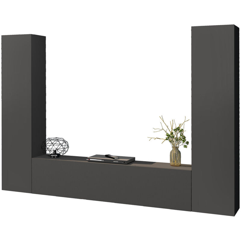 foto del prodotto parete attrezzata soggiorno 260x30x180 cm maruska n 11 grigio antracite opaco