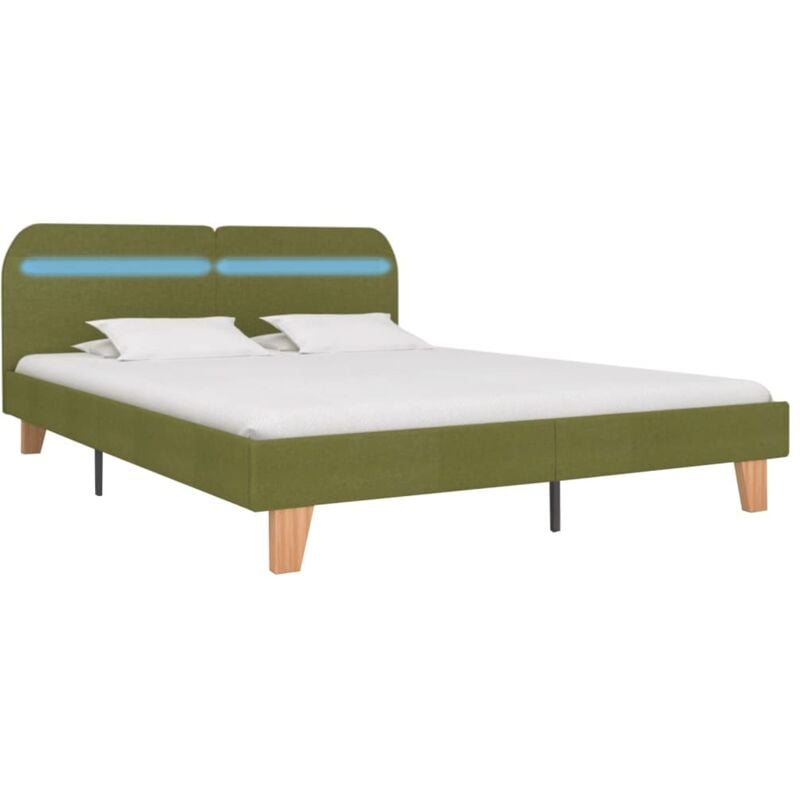 foto del prodotto vidaxl giroletto con led senza materasso verde 160x200 cm tessuto