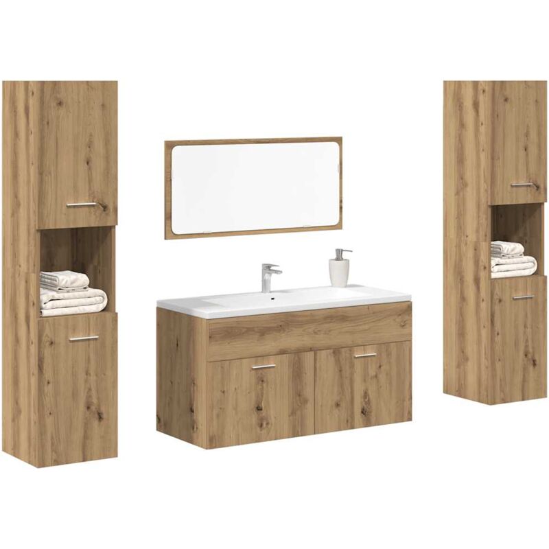 foto del prodotto vidaxl set mobili da bagno 4 pz rovere artigianale legno multistrato