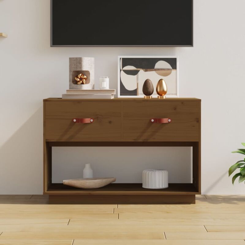 foto del prodotto vidaxl mobile porta tv ambra 90x40x60 cm in legno massello di pino