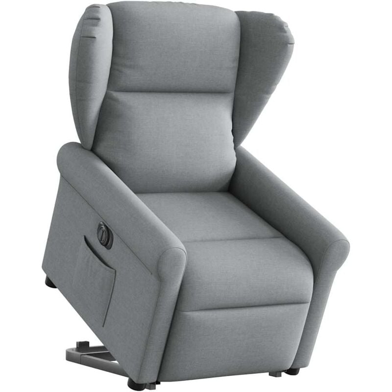 foto del prodotto vidaxl poltrona reclinante alzapersona elettrica grigio chiaro tessuto