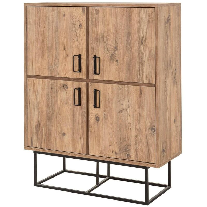 foto del prodotto dmora credenza katmandu, buffet da soggiorno, madia da salotto, dispensa da cucina, 93x36h115 cm, quercia e nero