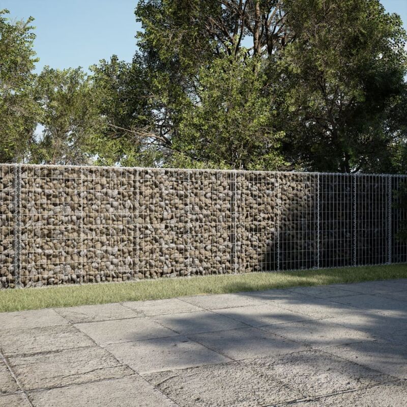 foto del prodotto vidaxl cesto gabbione con copertura 1100x50x100 cm in ferro zincato