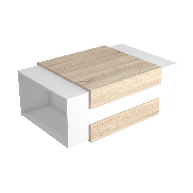 foto del prodotto tavolino ulrica, truciolare melaminico, plastica, bianco, sonoma, 100x60x35 cm