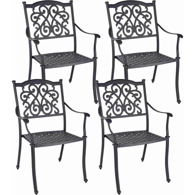 foto del prodotto giordanoshop set 4 sedie da giardino 65x60x92h cm con braccioli ivrea antracite