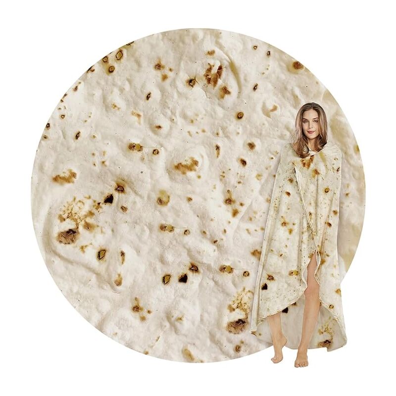foto del prodotto bebusingoto coperta di tortilla burritos 9090cm, coperta di tortilla avvolgente, divertente coperta di tortilla rotonda, novit coperta di tortilla