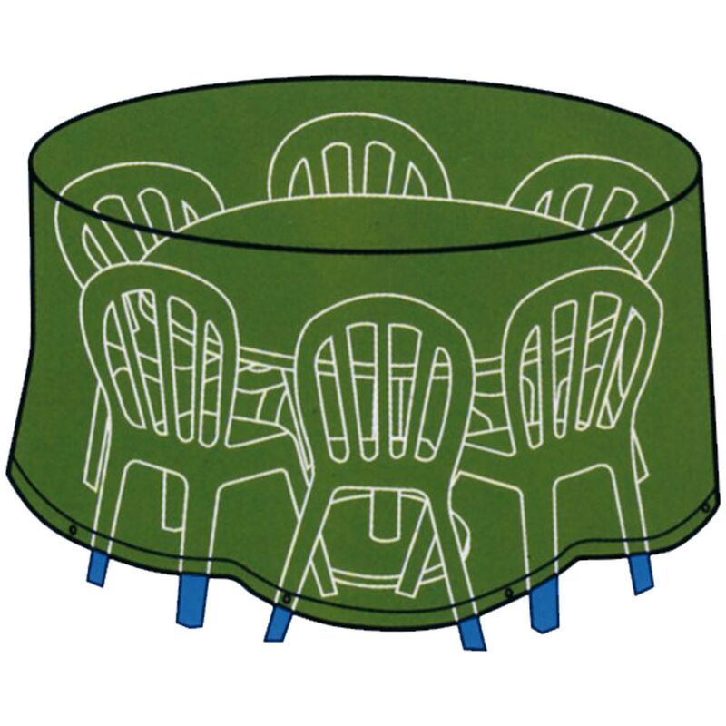foto del prodotto gdlc telo cover 193xh89 cm per protezione tavolo tondo con sedie all esterno