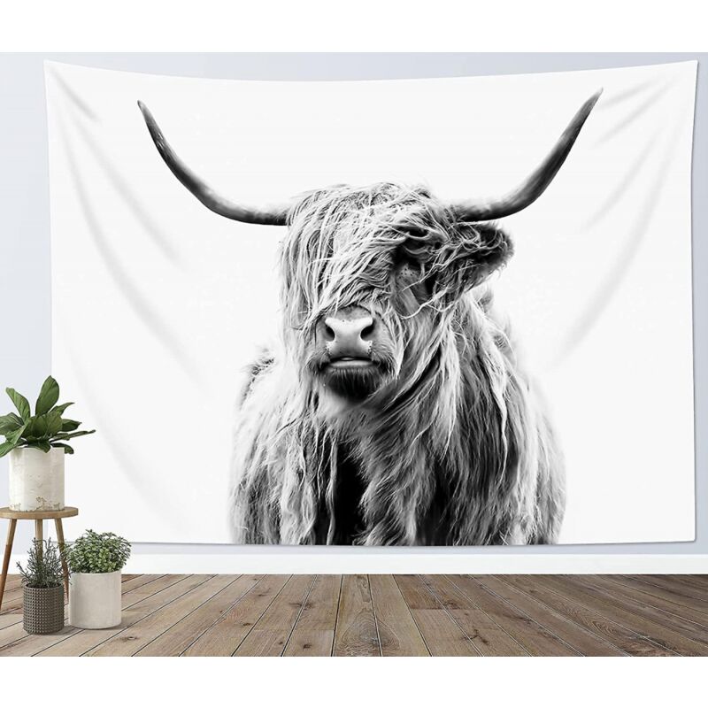 foto del prodotto bebusingoto arazzo da parete raffigurante una mucca delle highlands, decorazione rustica per soggiorno e camera da letto. rispetto ad altri prodotti