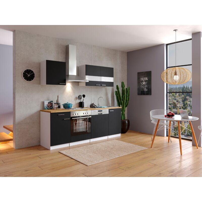 foto del prodotto cucina blocco cucina blocco cucina cucina componibile bianco nero malia 220 cm respecta