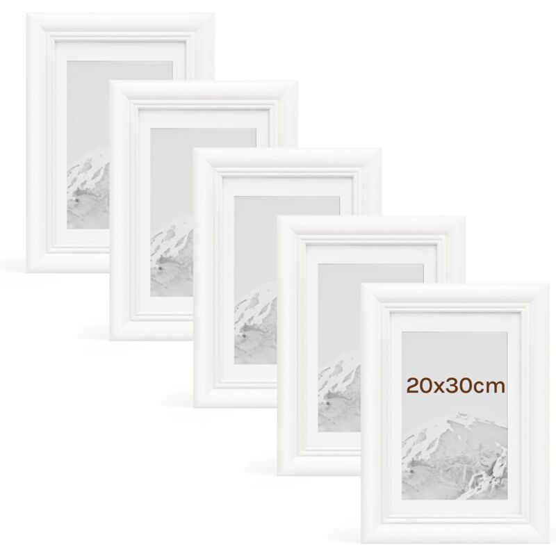 foto del prodotto woltu 5x cornice foto da tavolo da muro 20x30cm, bianco