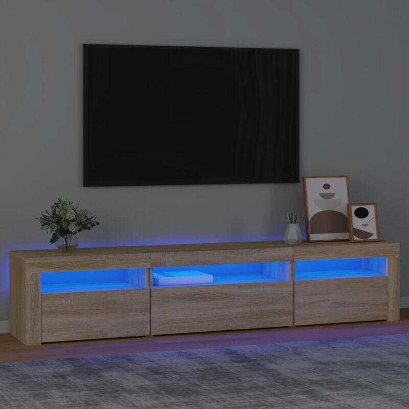 foto del prodotto vidaxl mobile porta tv con luci led rovere sonoma 195x35x40 cm