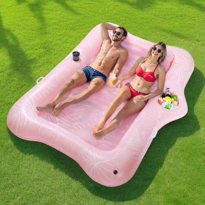 foto del prodotto galleggianti da piscina per adulti, materassino gonfiabile piscina con ghiaccio bar e portabevande