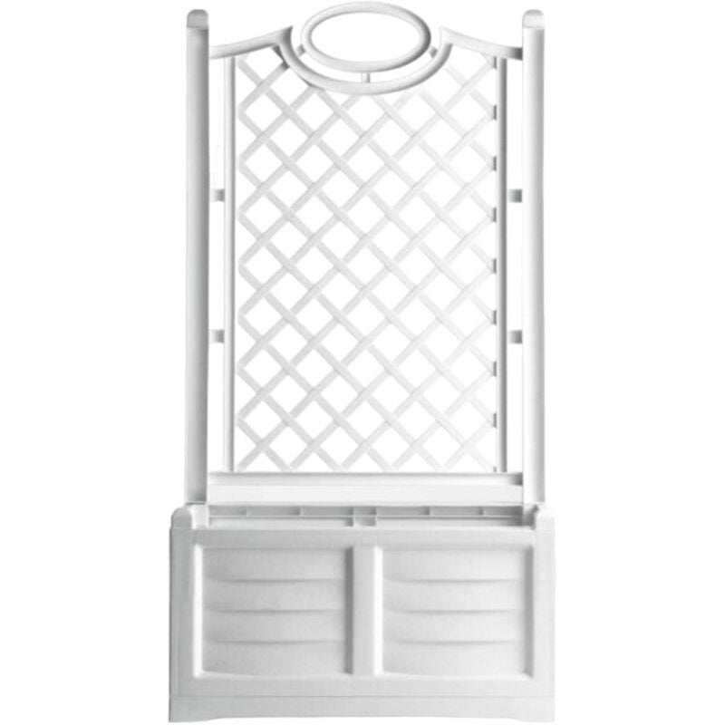 foto del prodotto fioriera in resina con pannello grigliato con vaso 80x42,5xh150 cm bianco