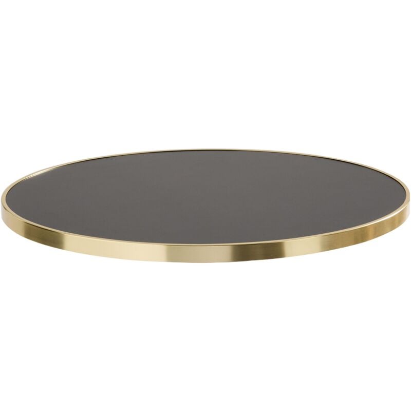 foto del prodotto oviala piano tavolo rotondo nero con bordo dorato 60 cm