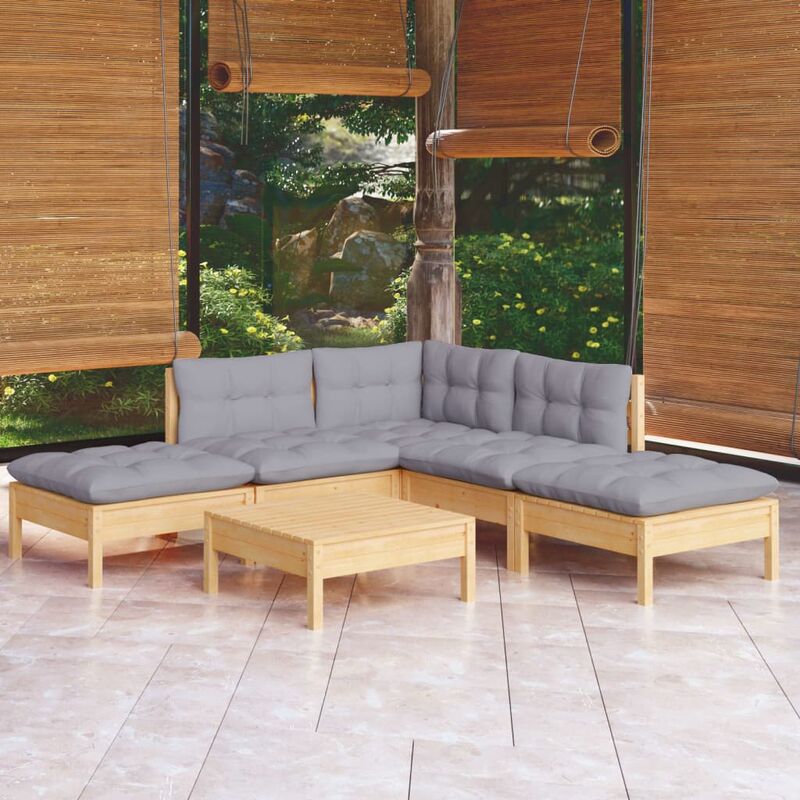 foto del prodotto prolenta premium furniture limited set divani da giardino 6 pz con cuscini grigi