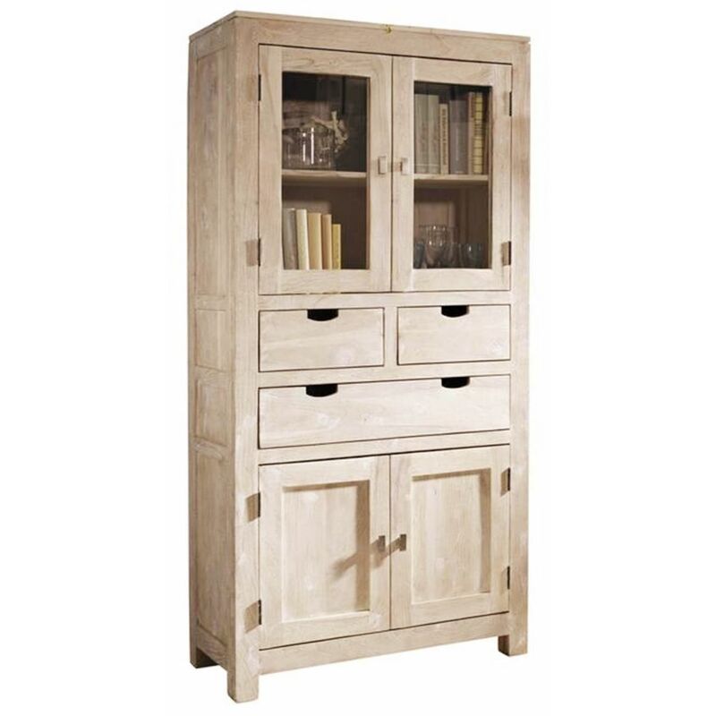 foto del prodotto massivmoebel24 nature white 61 credenza in legno di acacia oliato 90x40x180