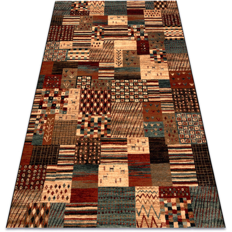 foto del prodotto tappeto di lana kashqai 4353 990 patchwork terracotta beige red 80x160 cm