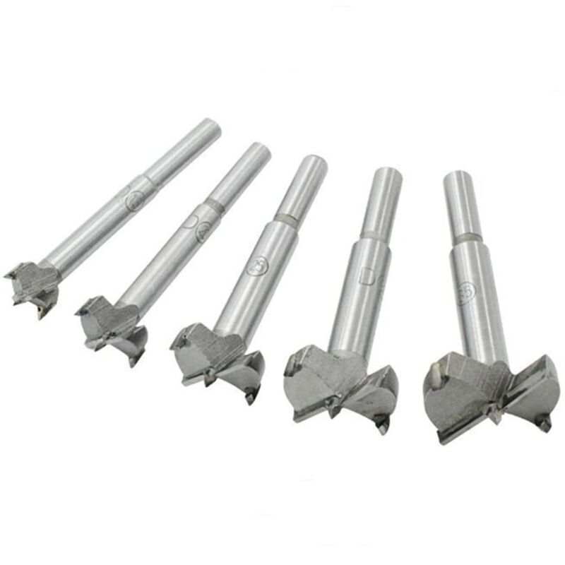 foto del prodotto sjqka set di 5 punte da trapano piatte da 15 35 mm, in acciaio ad alta resistenza, utensili da taglio per lavorazione del legno, regalo per la