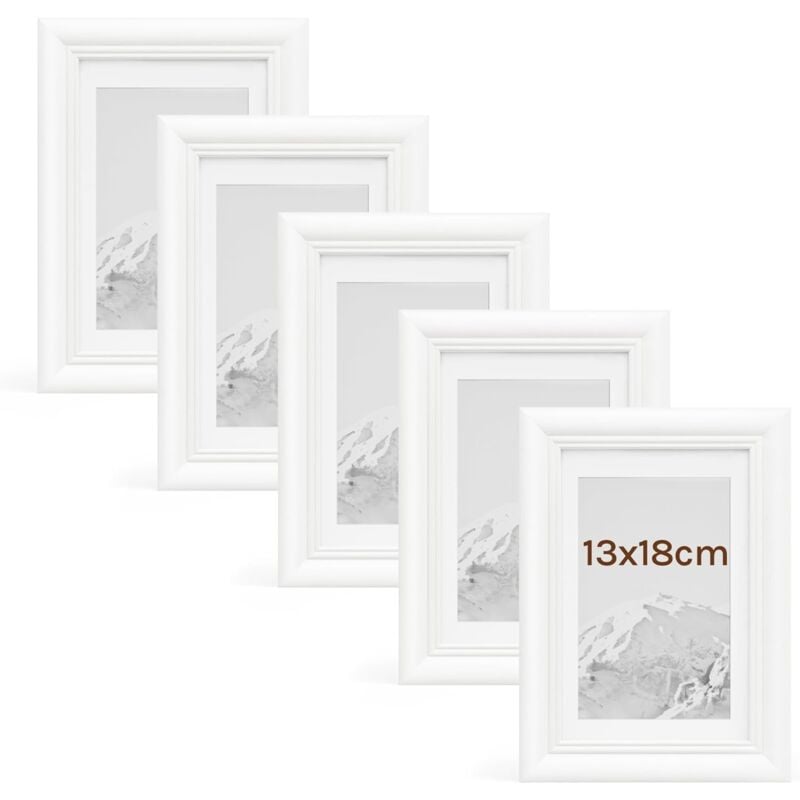 foto del prodotto woltu 5x cornice foto da tavolo da muro 13x18cm, bianco