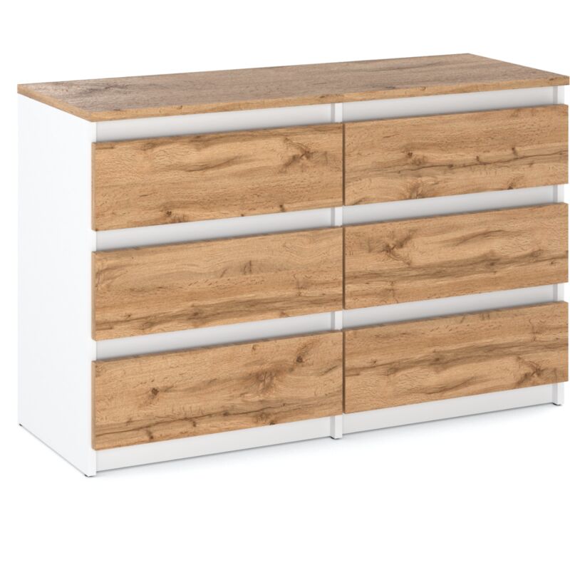 foto del prodotto cassettiera in rovere bianco wotan con cassetti 100 cm porta tv credenza armadio soggiorno