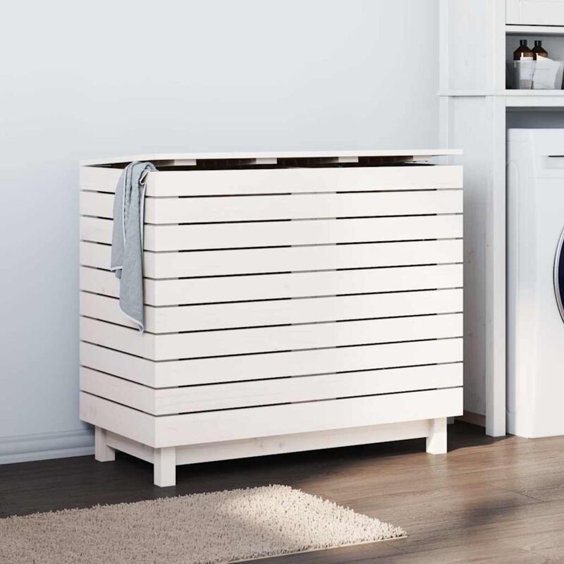 foto del prodotto furniture limited cesto per bucato bianco 88,5x44x76 cm legno