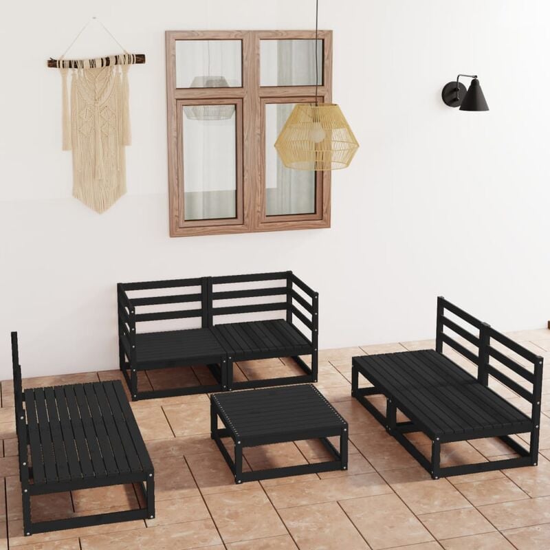 foto del prodotto prolenta premium furniture limited set divani da giardino 7 pz nero in legno