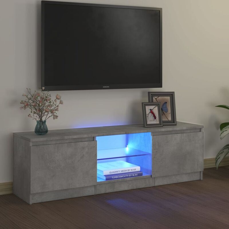 foto del prodotto mobile porta tv ,mobile da soggiorno con luci led grigio cemento 120x30x35,5 cm itd65386