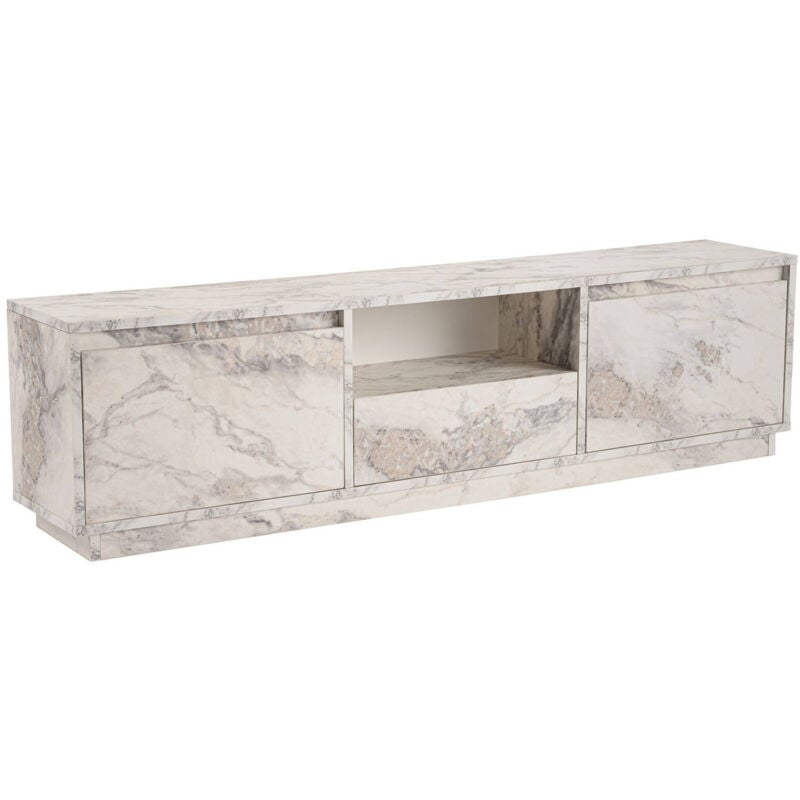 foto del prodotto dmora mobile porta tv morrigan, credenza da soggiorno, armadio basso per tv, base parete attrezzata, 160x30 h42 cm, marmo