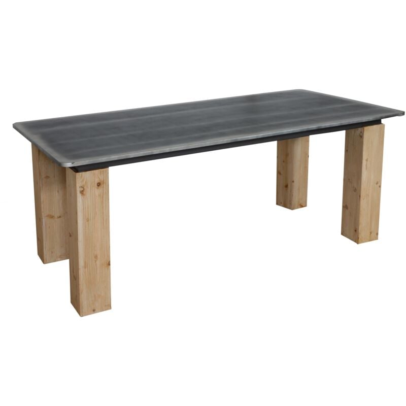 foto del prodotto tavolo pranzo soggiorno design industriale hhg 589 77x200x100cm legno di abete naturale e nero
