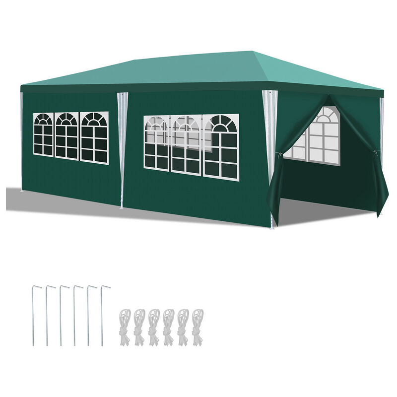 foto del prodotto tenda da festa pergolato da giardino tenda pieghevole protezione uv per il giardino, il campeggio con pannelli laterali 3x6m verde