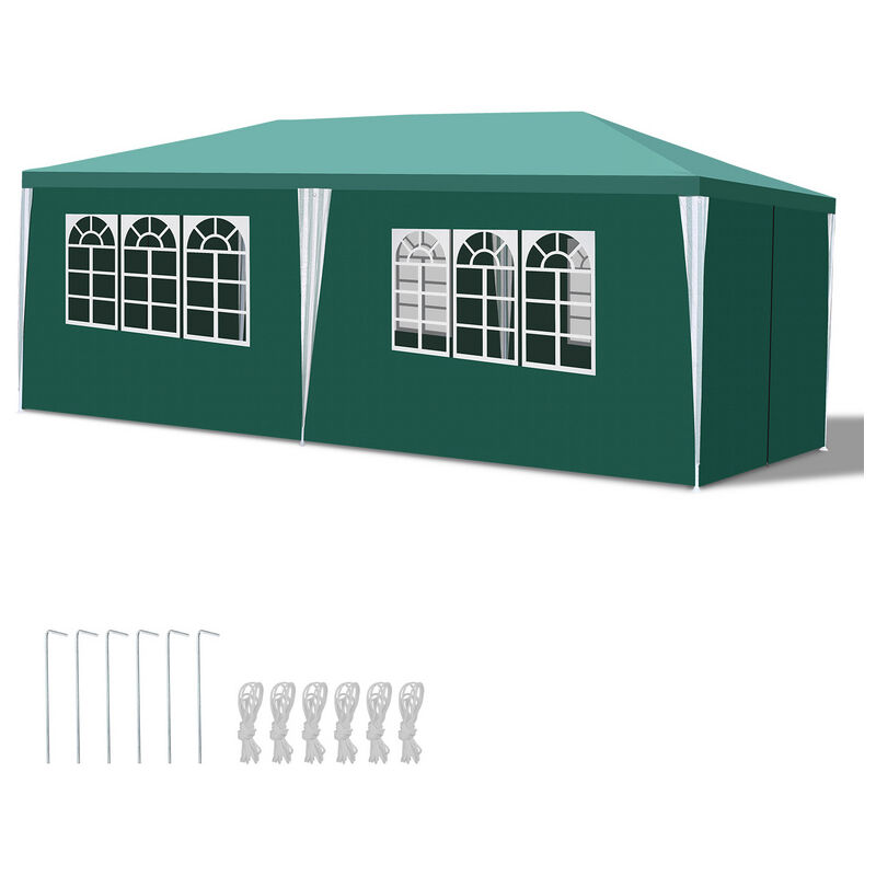 foto del prodotto tenda da festa pergolato da giardino tenda pieghevole protezione uv per il giardino, il campeggio con pannelli laterali 3x6m verde vingo