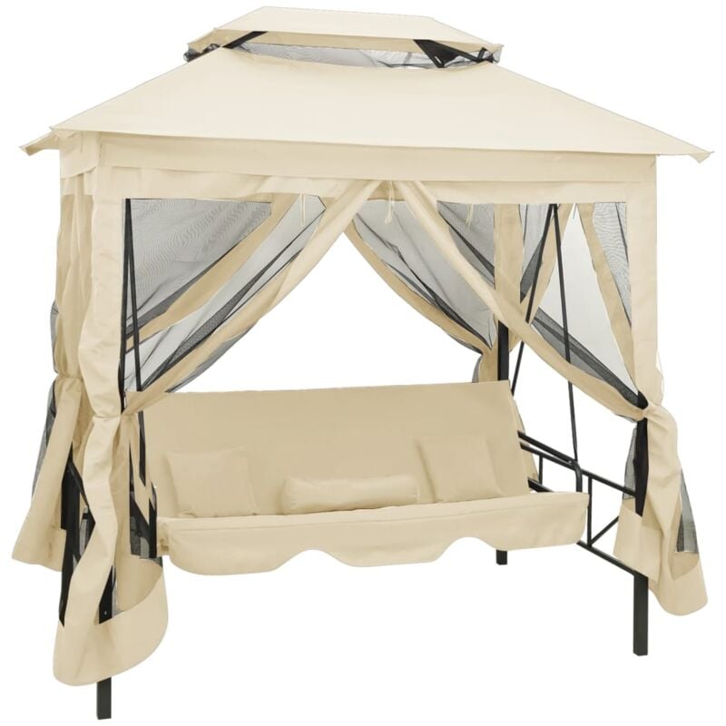 foto del prodotto prolenta premium furniture limited gazebo convertibile panchina a dondolo bianco