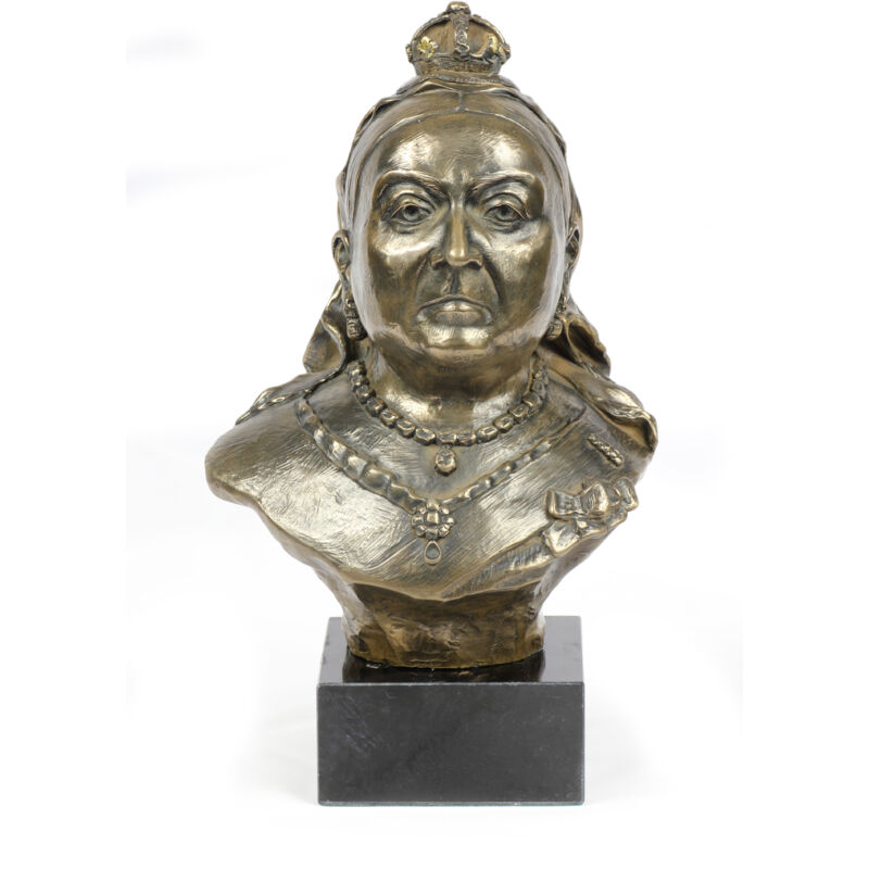 foto del prodotto regina vittoria alessandrina busto in marmo, statuetta di un personaggio famoso, decorazione per ufficio, scuola e hotel di art dog