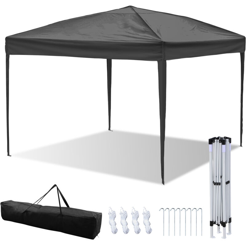 foto del prodotto tenda pieghevole per feste pergolato da giardino tenda pieghevole protezione uv per esterni, campeggio senza pannelli laterali 3x3m grigio jopassy