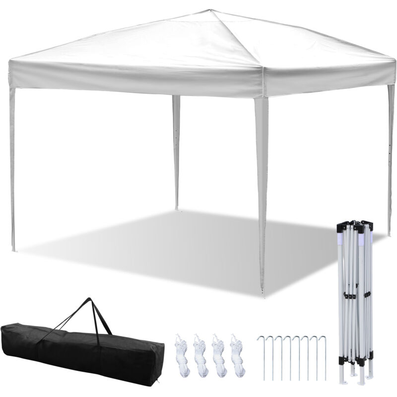 foto del prodotto tenda pieghevole per feste pergolato da giardino tenda pieghevole protezione uv per esterni, campeggio senza pannelli laterali 3x3m bianco jopassy