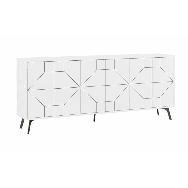 foto del prodotto dmora credenza africo, buffet da soggiorno, madia da salotto, dispensa da cucina, 184x35h77 cm, bianco