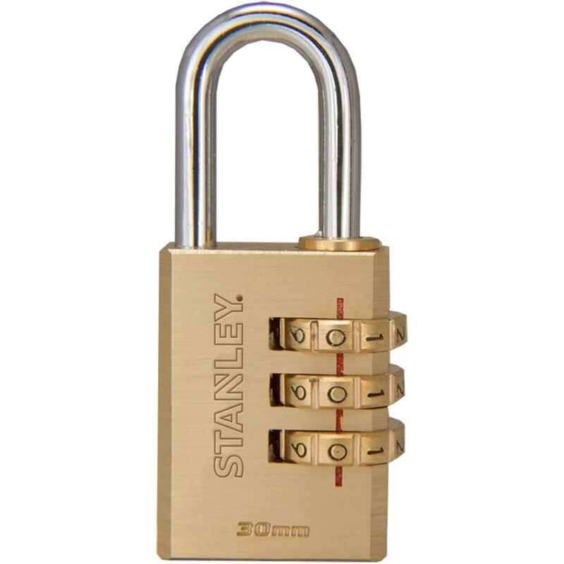 immagine 0 del prodotto stanley lucchetto a combinazione 30 mm a 3 cifre in ottone e acciaio cementato