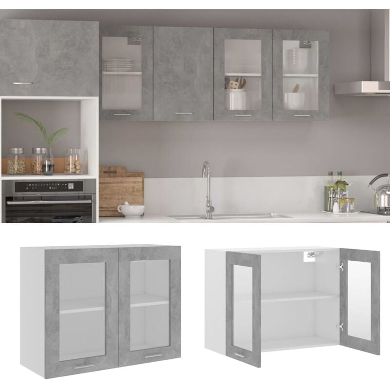 foto del prodotto furniture limited mobile pensile con vetro grigio cemento