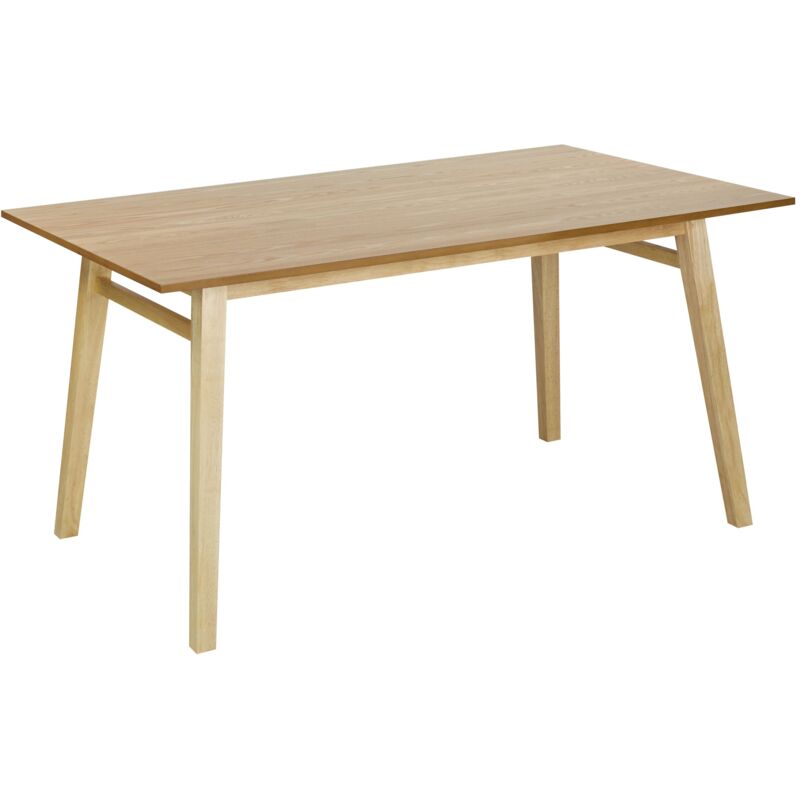foto del prodotto tavolo da cucina per sala da pranzo piano impiallacciato rettangolare finitura naturale gambe in legno massiccio 150 x 90 cm legno chiaro varley
