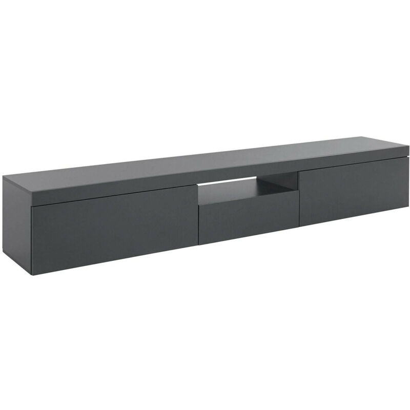 foto del prodotto mobile porta tv ulrico, credenza bassa da soggiorno a 3 ante, base porta tv, 220x40h35 cm, antracite, con imballo rinforzato dmora