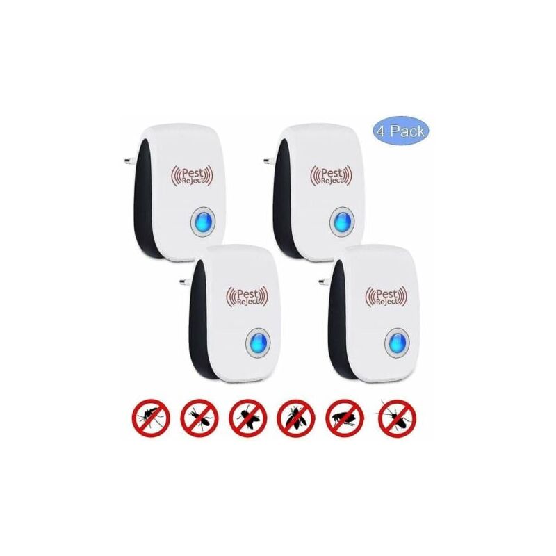 foto del prodotto odipie repellente per insetti ad ultrasuoni, 4 confezioni di repellente per topi ad ultrasuoni, mosche per topi ad ultrasuoni, zanzare, parassiti,
