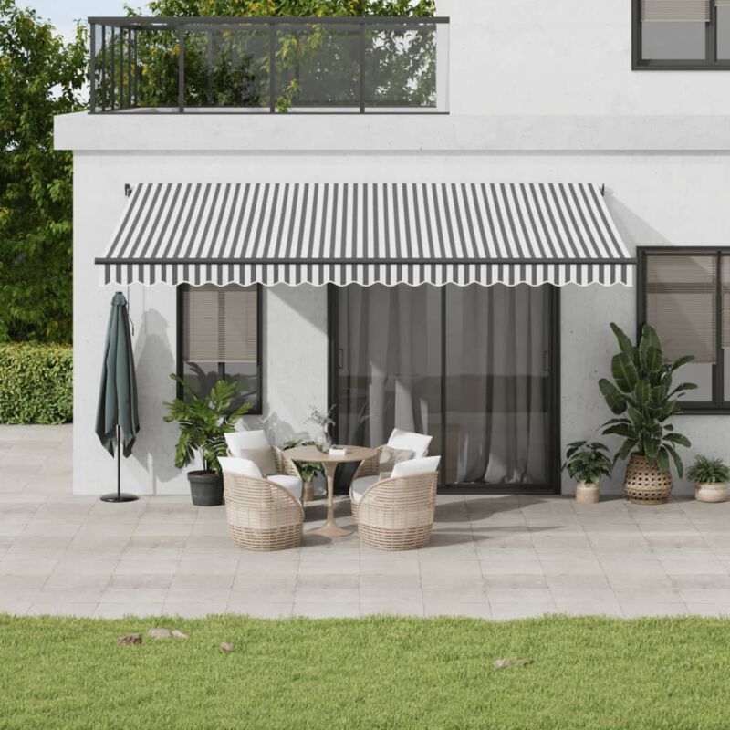 foto del prodotto vidaxl tenda da sole retrattile manuale antracite e bianco 500x350 cm