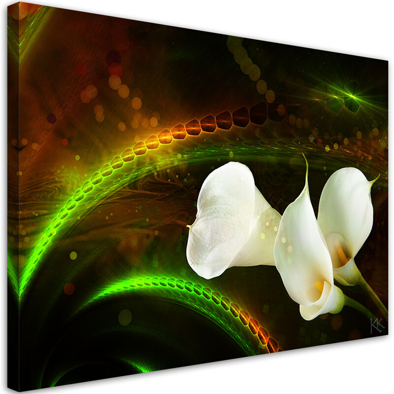 foto del prodotto gbshop quadro su tela, fiore bianco sullo sfondo marrone 90x60