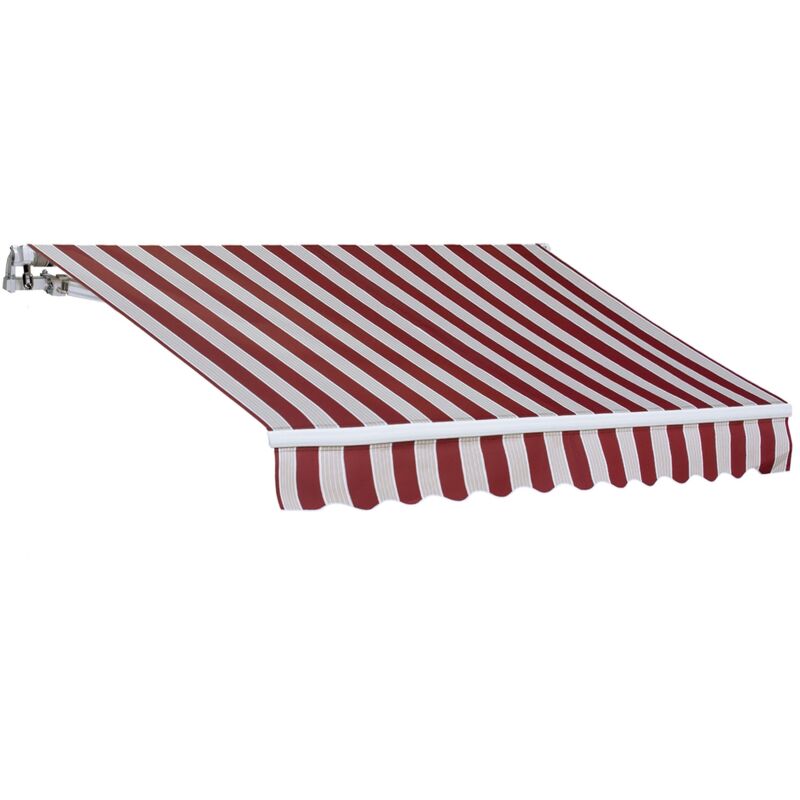 foto del prodotto tenda da sole estensibile 250 x 200 centimetri tenda parasole barra quadra tenda da sole con manovella colore bordeaux rigato
