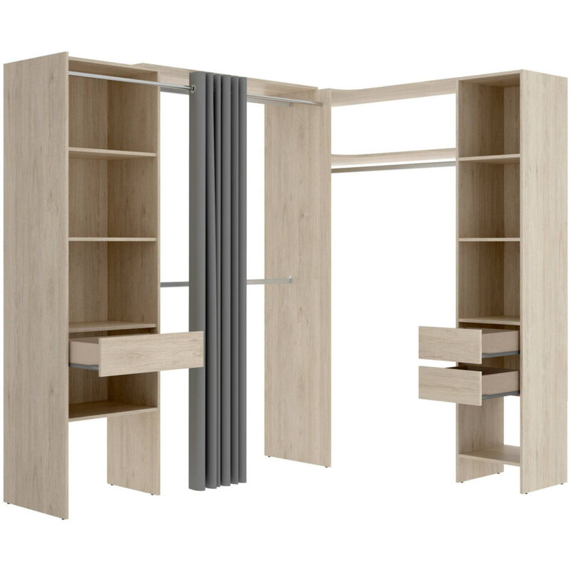 foto del prodotto guardaroba grande bazena, mobile camera da letto, cabina armadio portabiti, armadio appendiabiti, 214x141 h205 cm, rovere dmora