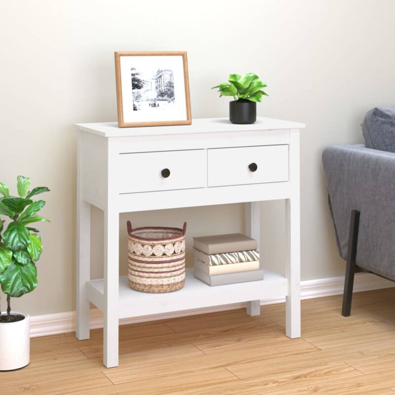 foto del prodotto furniture limited tavolo consolle bianco 75x35x75 cm in legno
