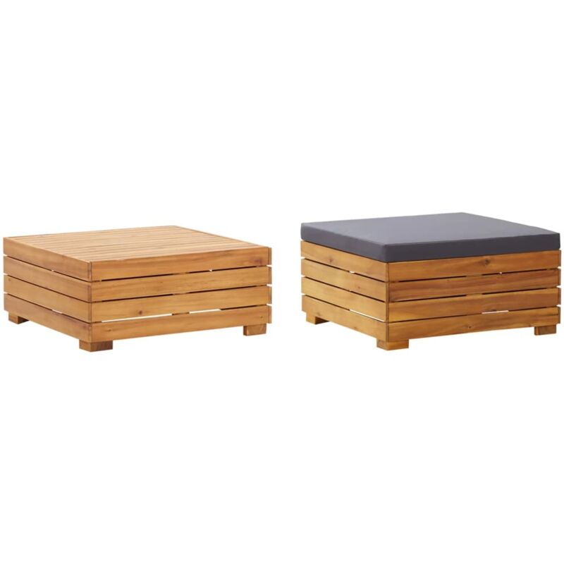 foto del prodotto vidaxl set tavolino poggiapiedi da giardino cuscino massello d acacia