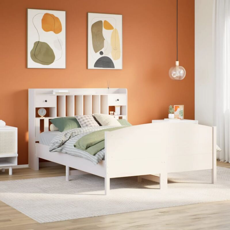 foto del prodotto vidaxl letto libreria senza materasso bianco 140x190 cm legno di pino