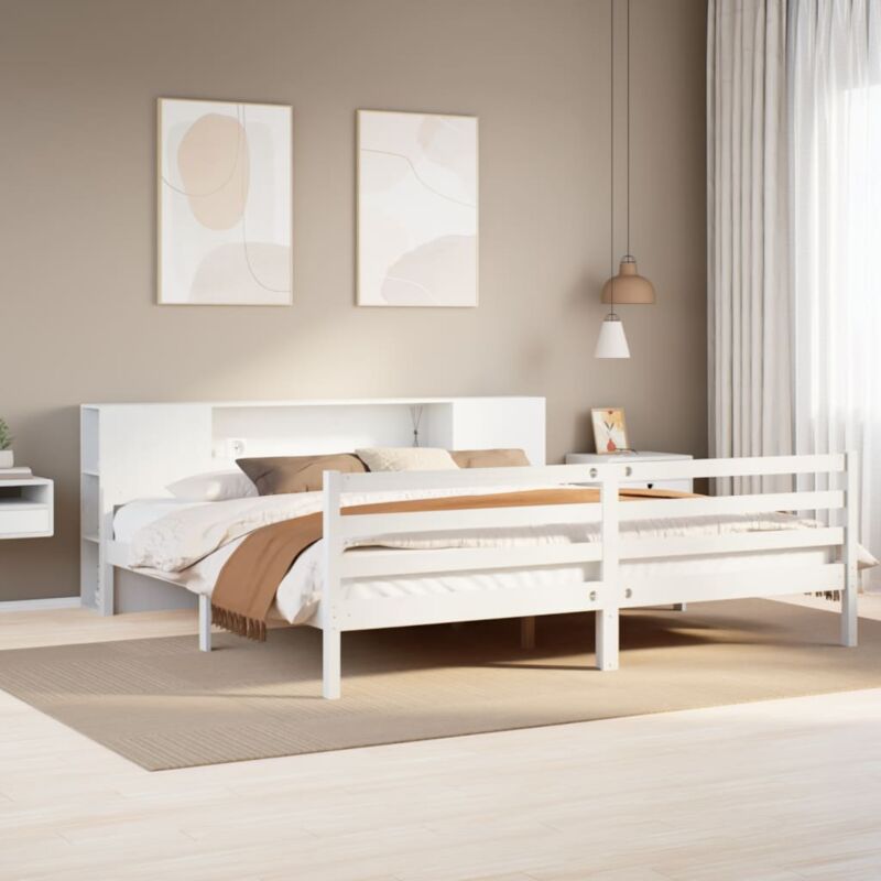 foto del prodotto vidaxl letto libreria senza materasso bianco 200x200 cm legno di pino